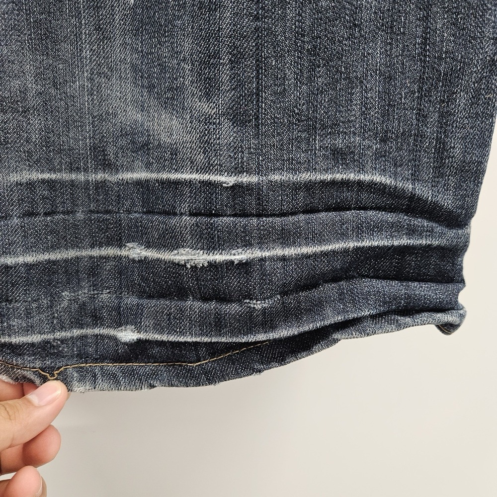 Sacred Cult Jeans Mens 36x34 Dark Wash Straight Flap Pocket Y2K Distressed - Picture 4 of 12